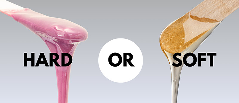 Visual comparison of hard wax and soft wax at Hideaway Spa in Windsor