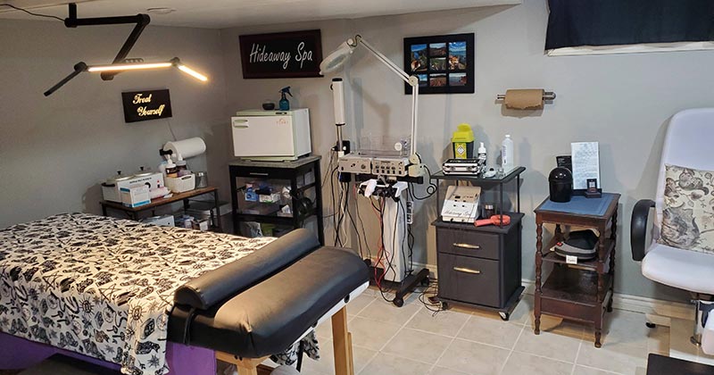 Private waxing treatment room at Hideaway Spa Windsor – clean, comfortable, and discreet